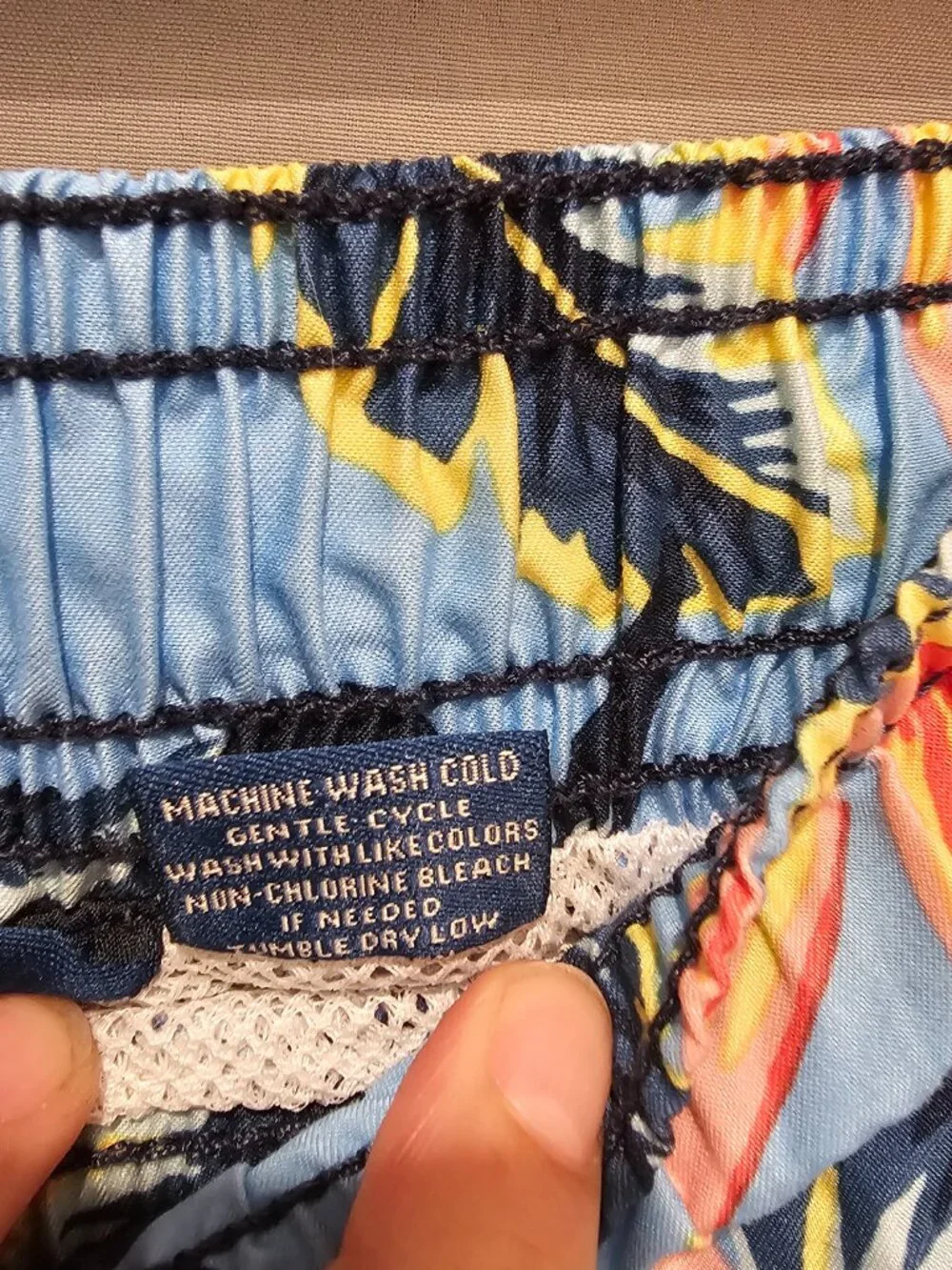 Kanu Surf Men's XL Blue Hawaiian Swim Trunks Board Shorts Elastic Waist Pocket